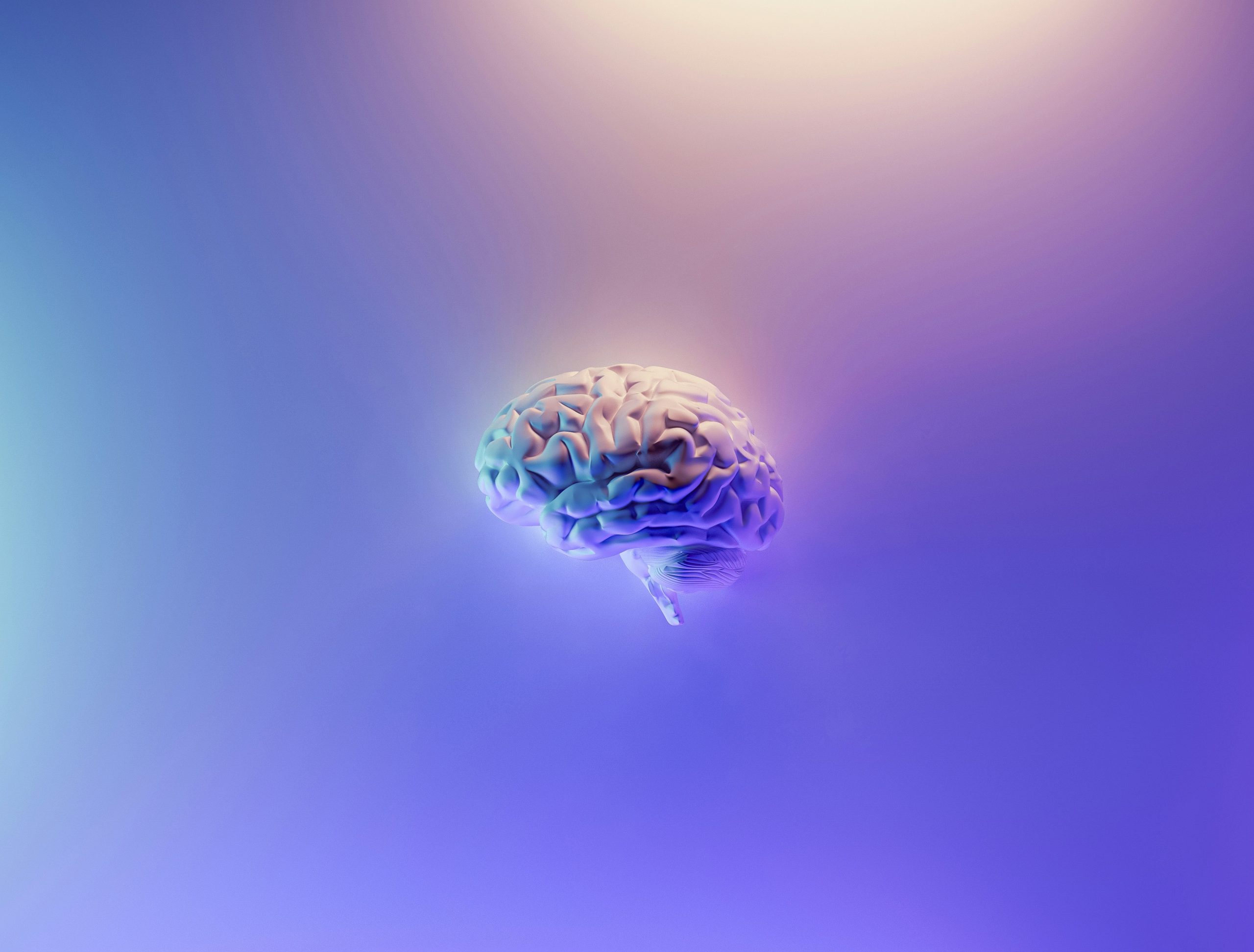 Floating brain in vibrant colors